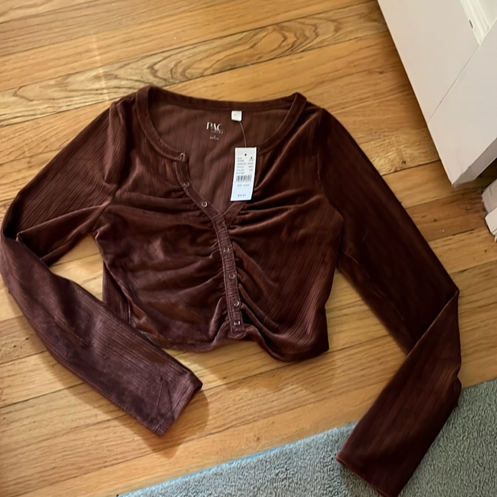 NWT Women’s Small Pacsun Top Brown Long Sleeves